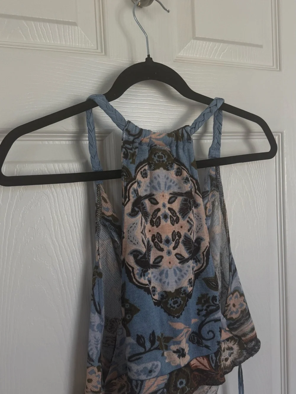 NWT Free People Laila Cowl Neck Tank Top Bayou Combo💙🩵 - Picture 9 of 9